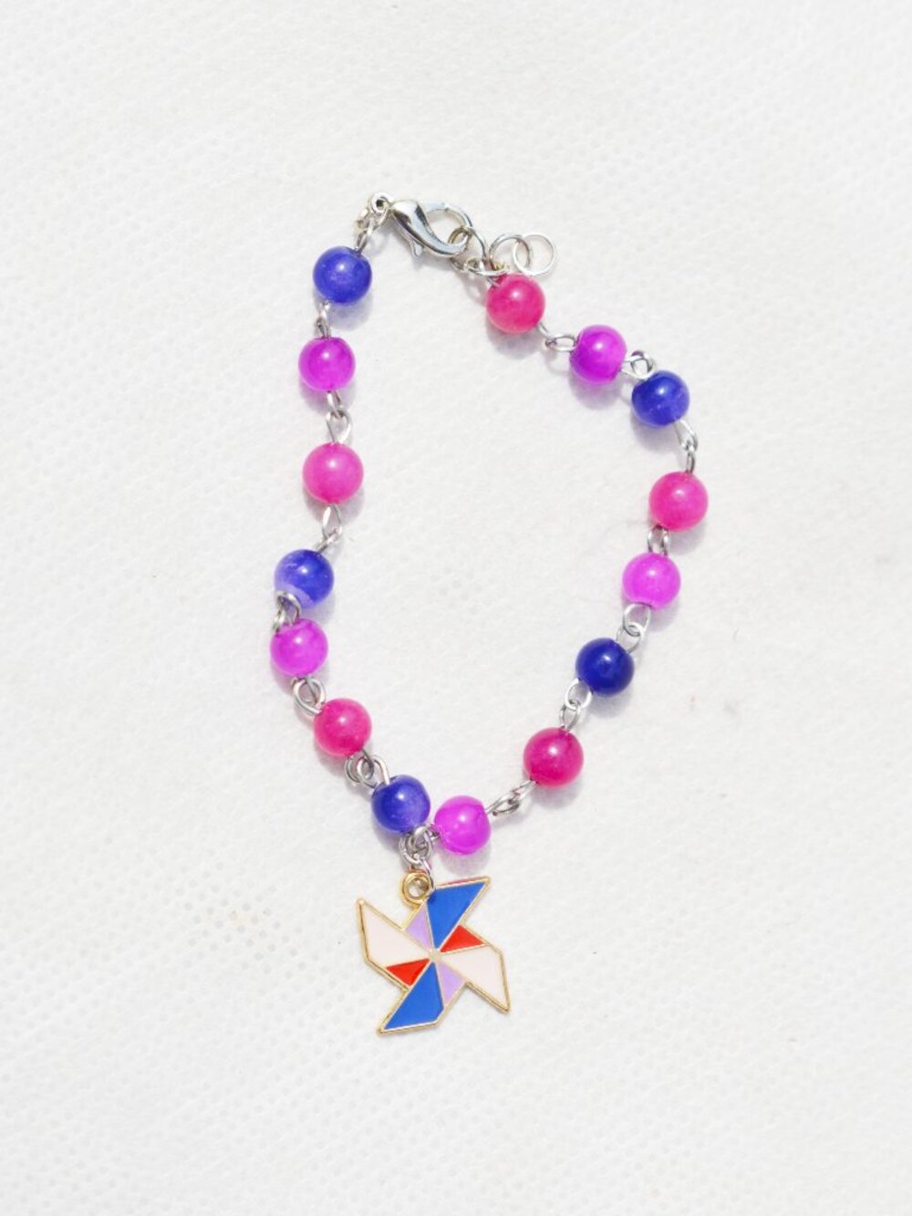 Upcycled Bisexual Pride Beaded Bracelet